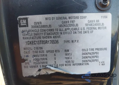 2005 GMC Yukon Sle from USA, damaged, VIN 1GKEC13T85R176536